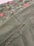 Soft Organza Full Work Sarees in 2 new Colors  Pista and Lavender Shades🌹 Comes with embroidery buttas all over 🌹JU27