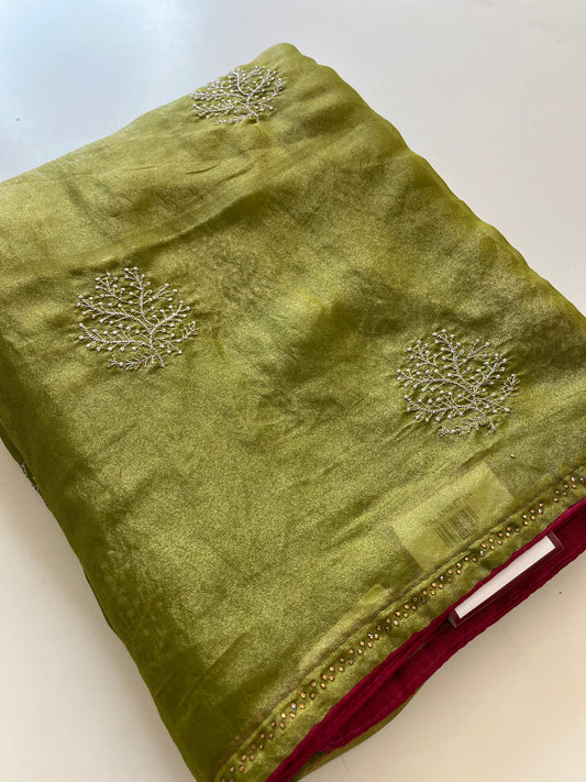 Laser Chiffon Work Saree