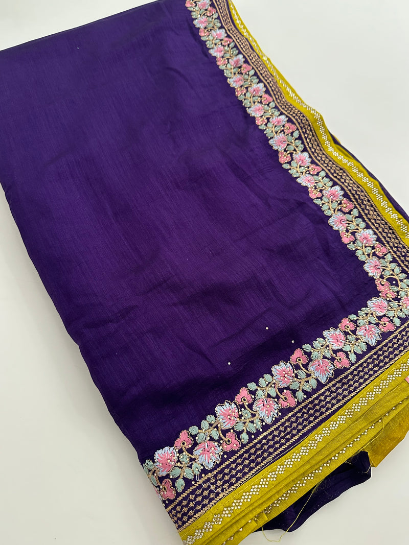 🌹Light Weight Soft Premium Georgette Chiffon Sarees With Contrast Work Blouse Looks Beautiful When Draped🌹
-JU18