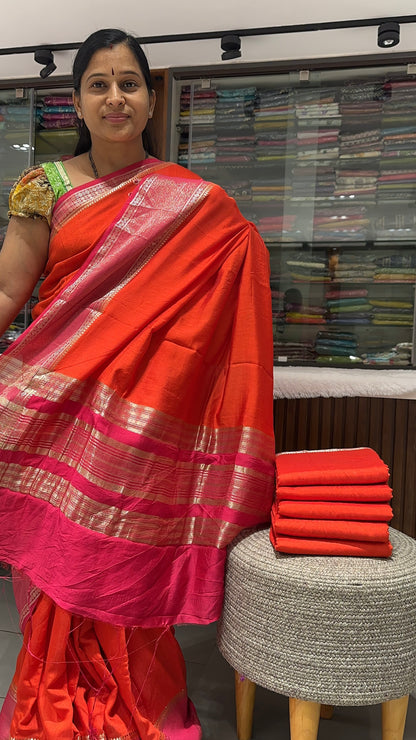 JU5 Orange X Pink Assam Saree