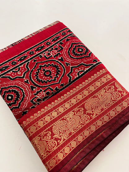 Bagru print fancy saree