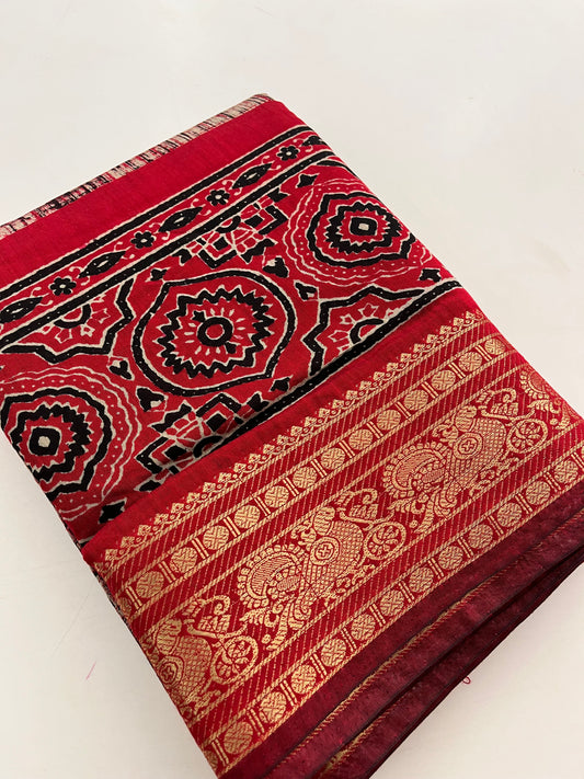Bagru print fancy saree