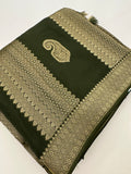 Olive x Yellow Tussar Designer Saree with Mango Butta All Over JU24