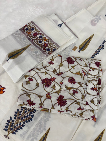 White Floral Anarkali Kurti With Plaazo