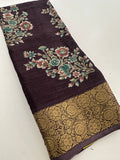 Crush Crape Chiffon Printed Sarees With self Butti Printed Blouse Piece🌹- J29