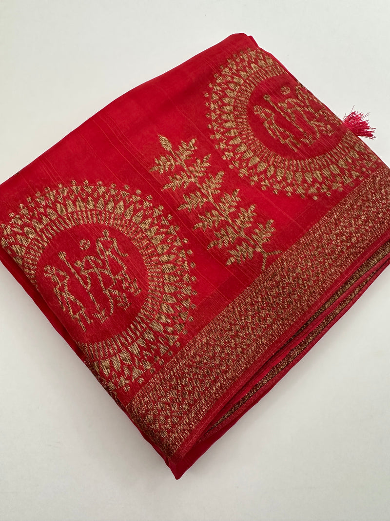 Jute Tussar Designer Sarees beautiful colour combinations🌹-AU9