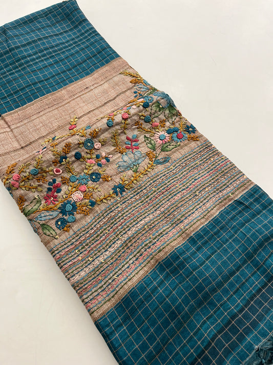 Linen Tussar designer saree