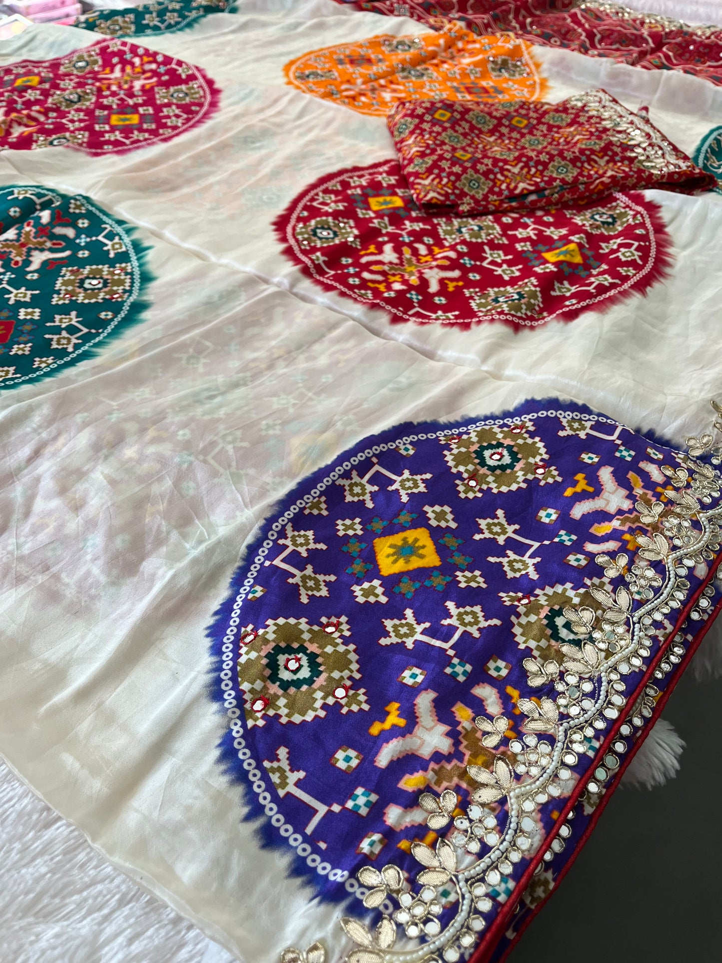 Bandhini Gota Work Gajji Silk Saree