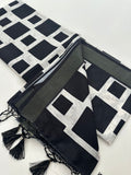 Black and White Tussar Printed Saree- JU28