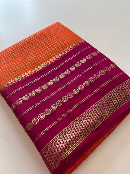 Crape Banarasi Checks Contrast