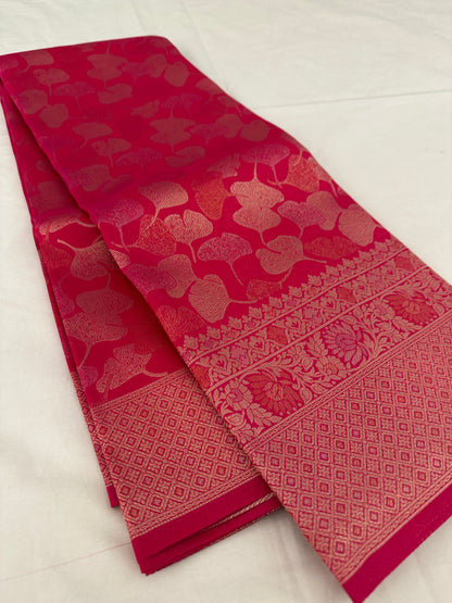 Rani Pink Soft Kanjeevaram Styles Zari Designer Saree