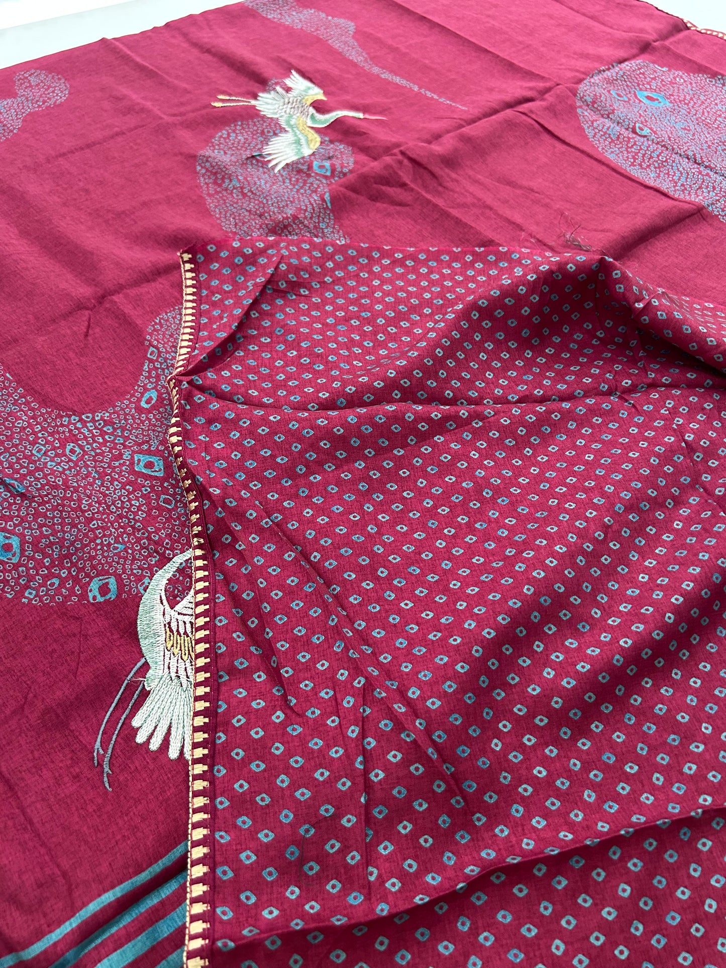 Tussar Premium With Weaving Flamingo Buttas-M21