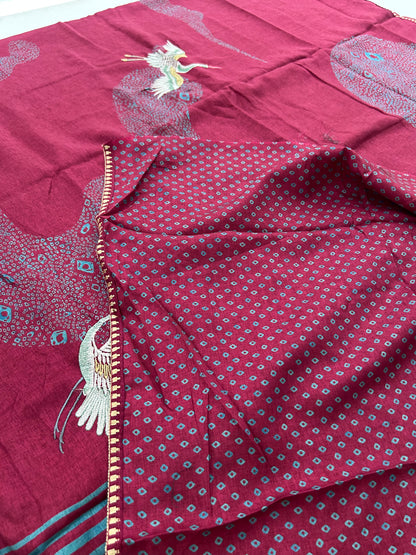 Tussar Premium With Weaving Flamingo Buttas-M21