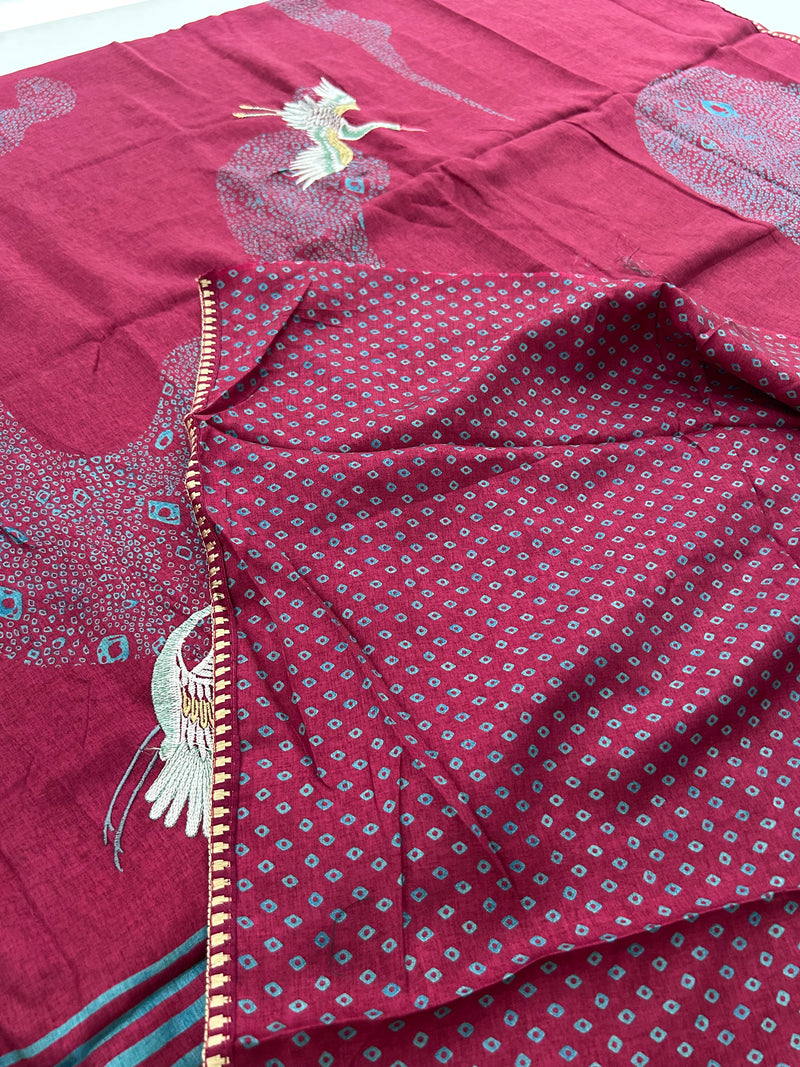 Tussar Premium With Weaving Flamingo Buttas-M21