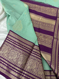 JU18 - Pista X Purple Checks Semi Silk Saree