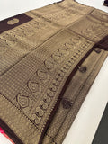 Brown x Pink Tussar Designer Saree with Mango Butta All Over JU24