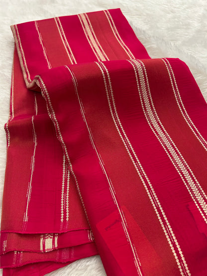 DESIGNER PARTYWEAR SAREE WITH CONTRAST BLOUSE-PINK X PURPLE