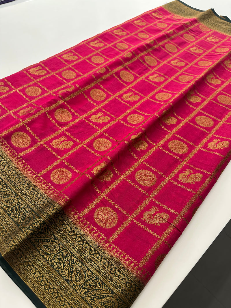 New collection in South Cotton Silk sarees for Varmahalaxmi with contrast matching blouse piece🌹-AU3