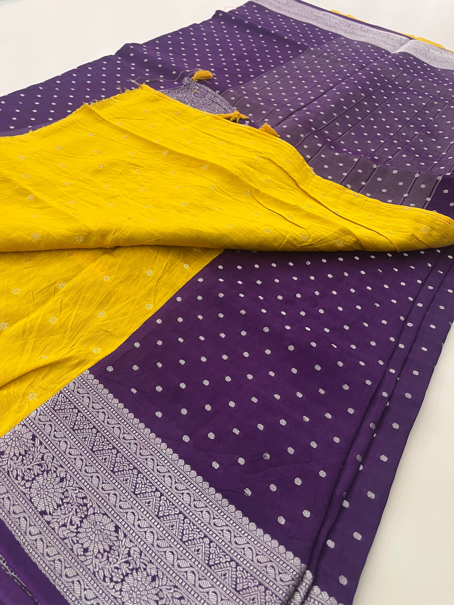 Banarsi Crape Silver Butties