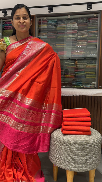 JU5 Orange X Pink Assam Saree