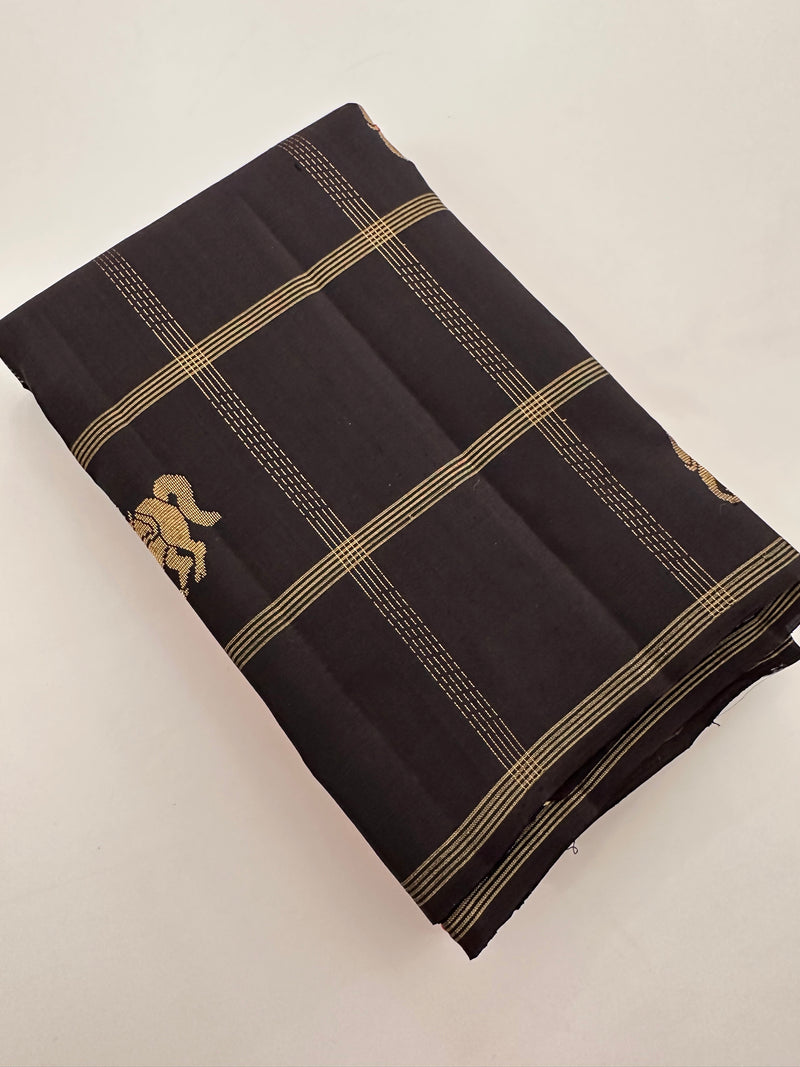 Designer Pure Kanchi Silk Orange x Brown -AU4