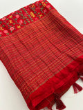 Katha And Jari Border Embroidery Sarees,, Fabric-Crepe Tussar,, Katha Style Blouse Piece🌹-JU30