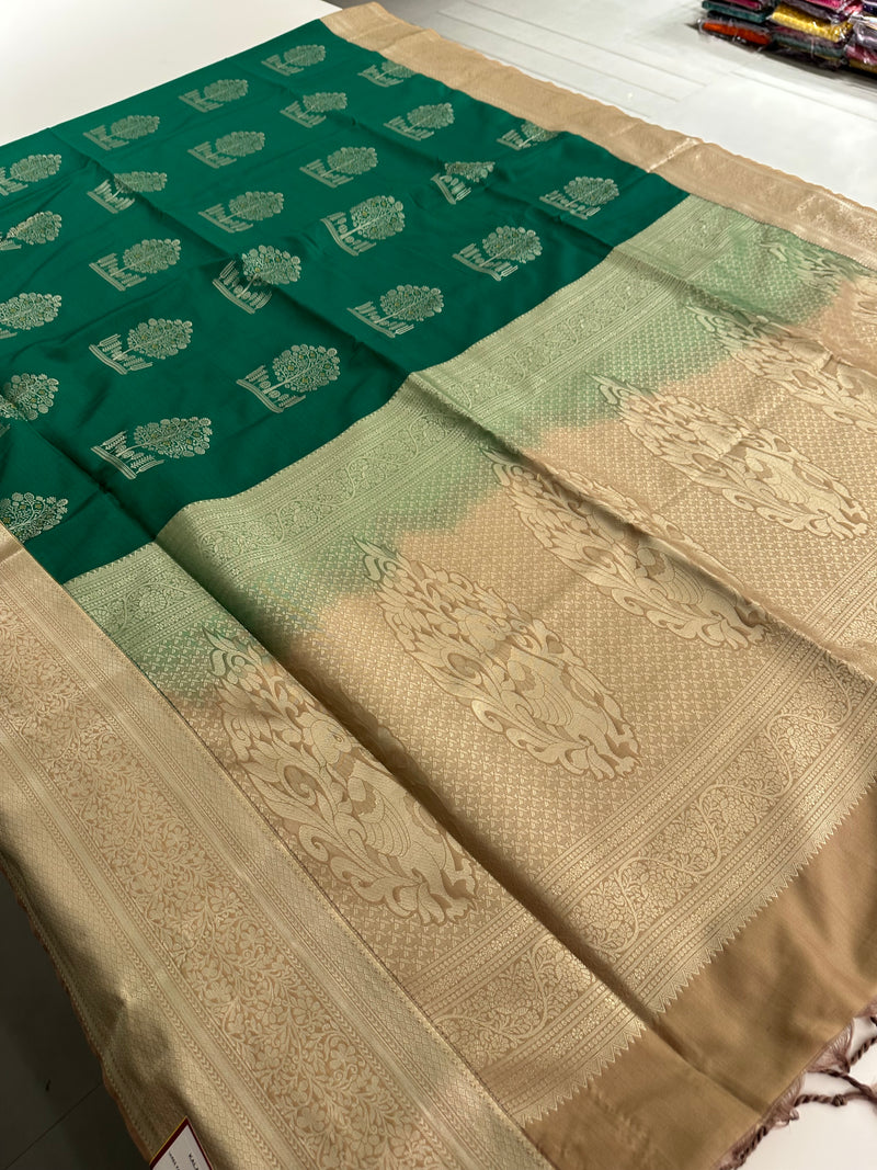 New Semi Soft silk Sarees From Kanchi in beatiful Borders -JU20