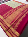 PURE✨✨120 GSM PURE MYSORE CRAPE SILK SAREE IN INK BLUE COMBINATION💙
