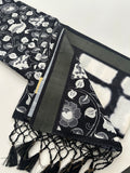 Black and White Tussar Printed Saree- JU28