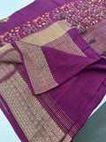 Pure Tussar Silk With Katha Work and Embroidery Buttas in Premium Finishing🦋 🌹-JU16
