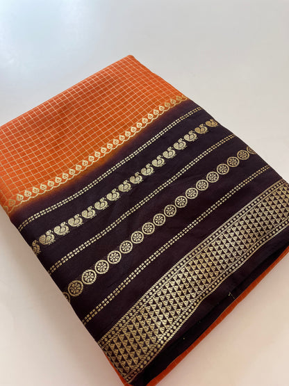 Crape Banarasi Checks Contrast