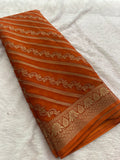 Premium Laser Chiffon Saree – Orange AU26