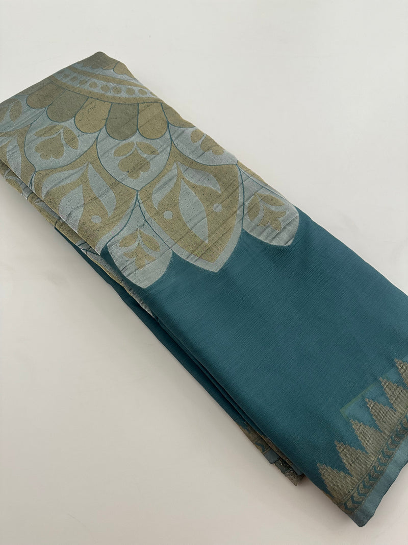 Designer Saree - Grey Crepe Georgette JU17