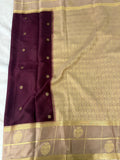 Semi Crepe Silk Saree - Brown x Beige (J29)