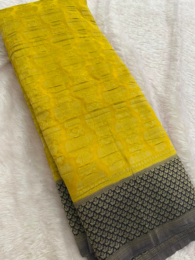 Beautiful Soft Georgette Sarees In Full Garuda Buttas-Ju21