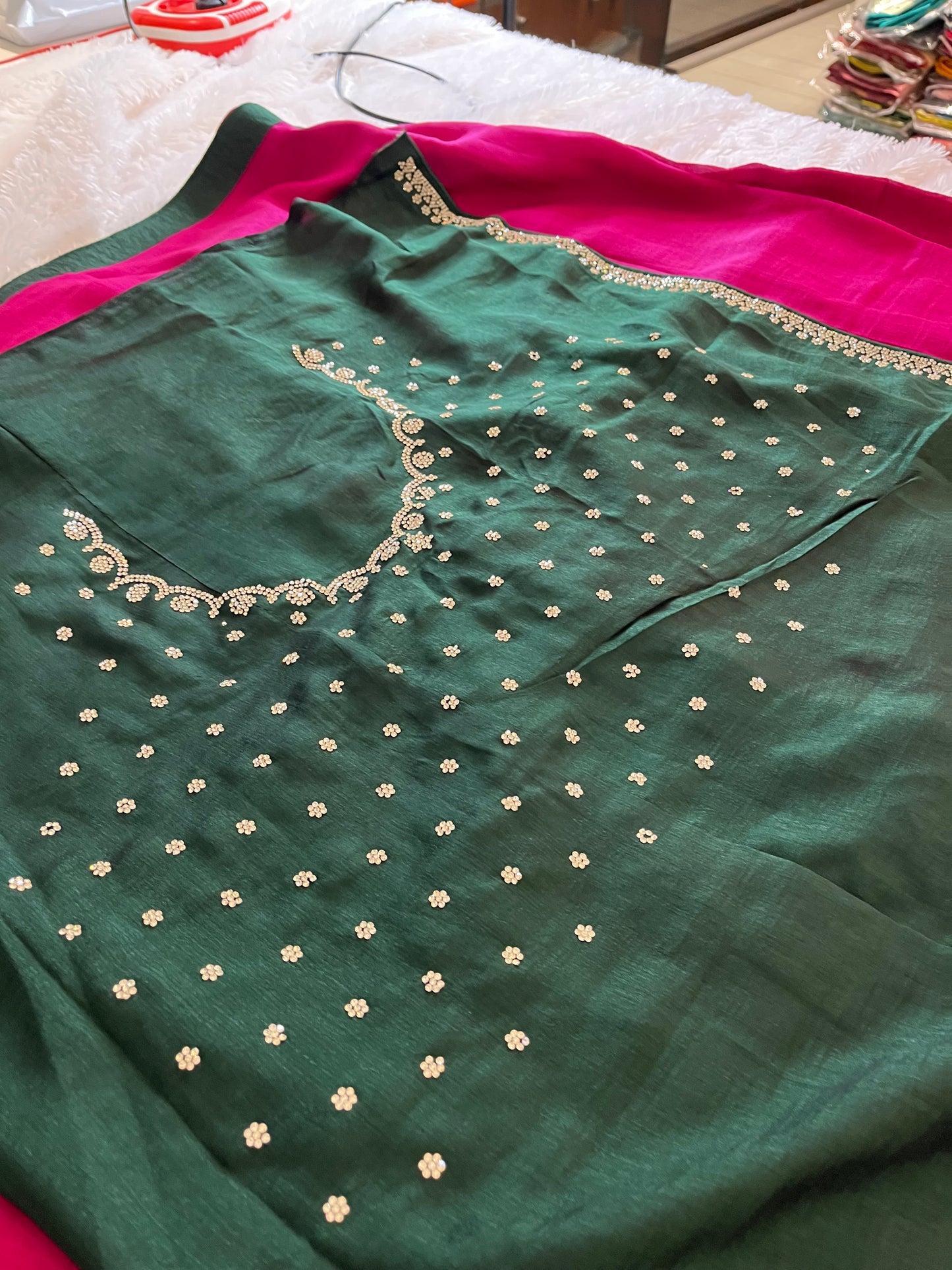 Tussar Fancy Stone Work