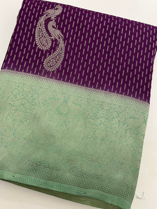 279 BANARSI FANCY HIT DESIGN DOUBLE PEACOCK BUTTA SAREE