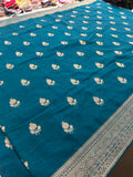 Venkatagiri fancy soft Linen Cotton sarees with self blouse and fancy Border and Butties all over🌹 - AU12