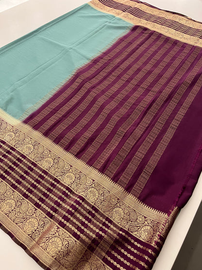 310 semi crape silk kaddi pallu