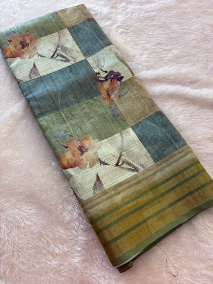 Digital printed Tussar saree