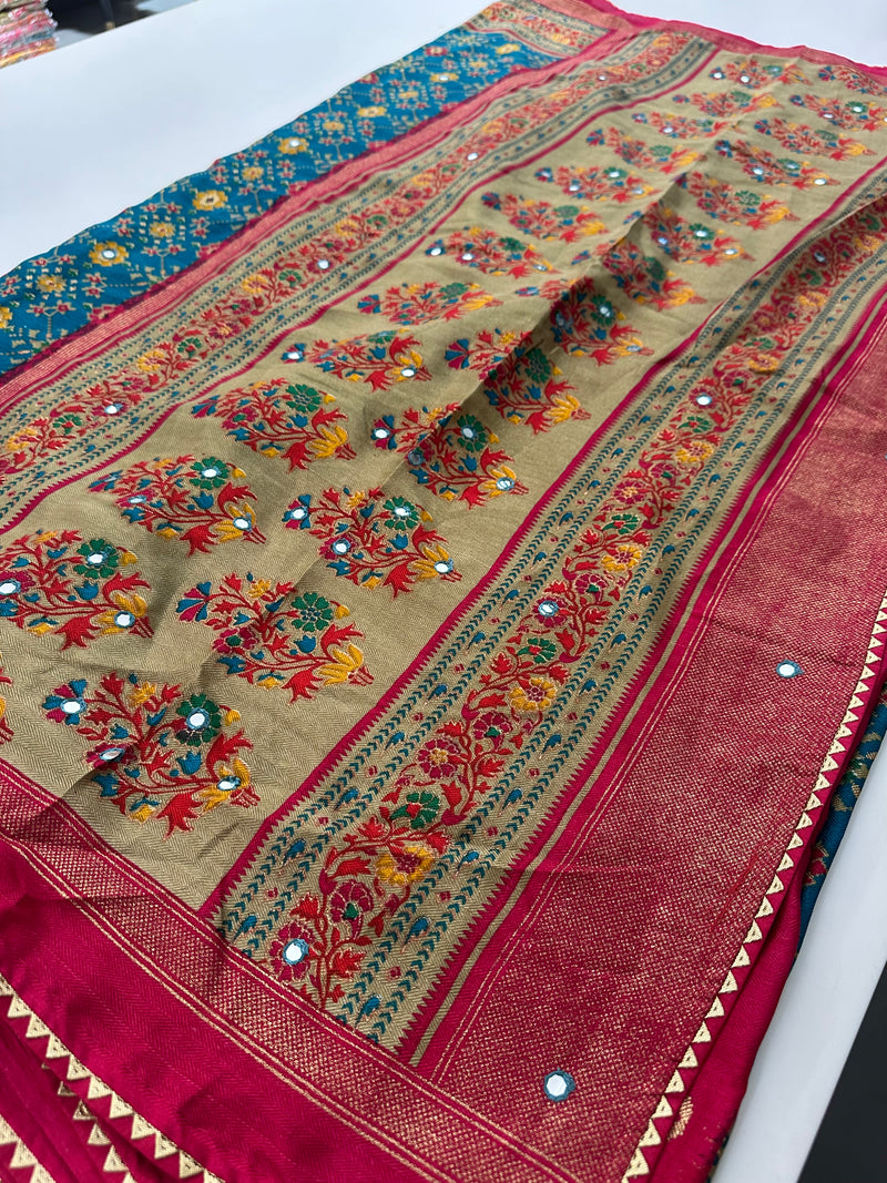 Crush Patola Bandhini Saree – Blue X Red AU24