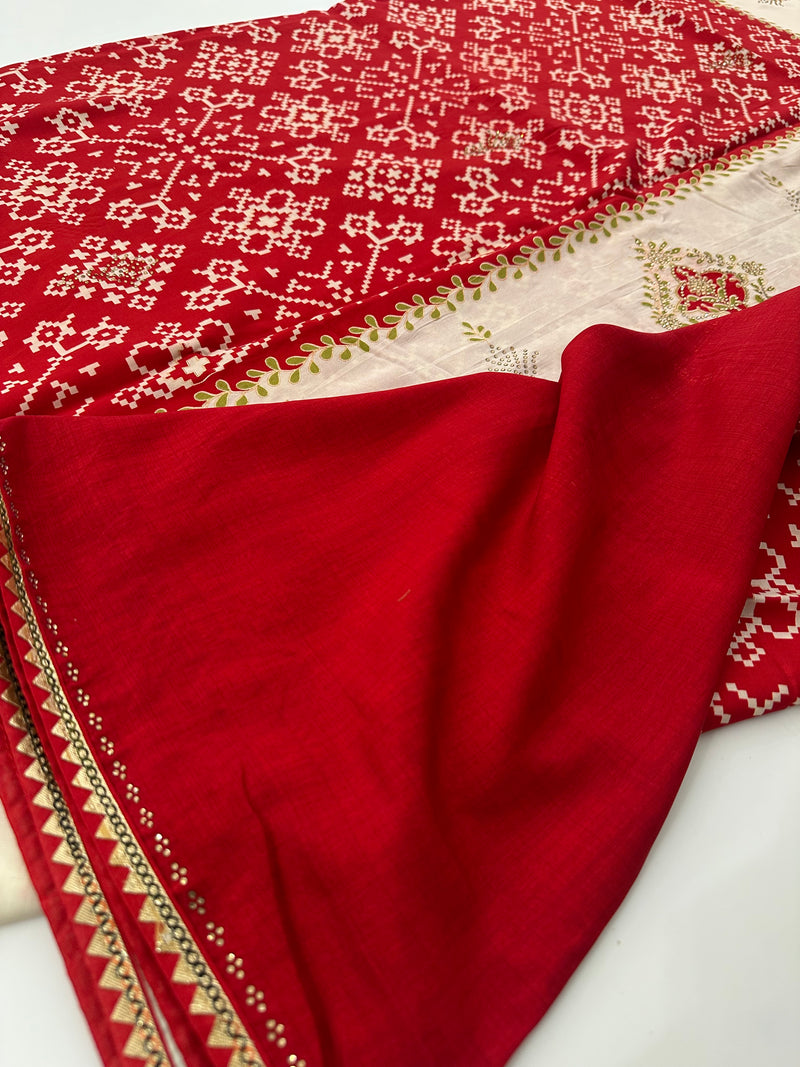 Patola Stone Work Fancy Saree-J30