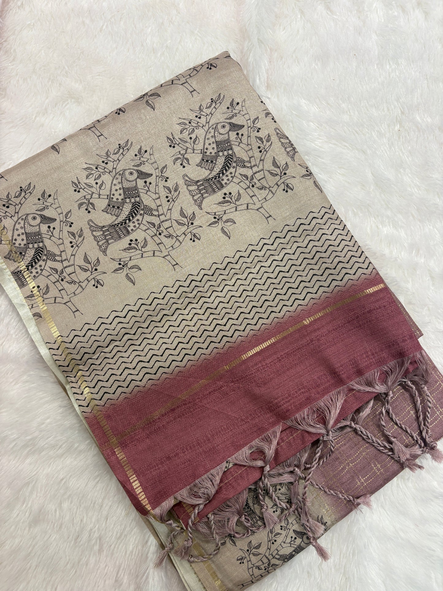 Pink Kalamkari Tussar Fancy Saree-M101