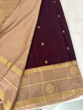 Semi Crepe Silk Saree - Brown x Beige (J29)