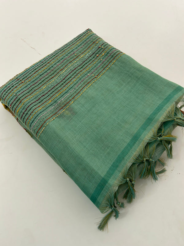 Linen Knot Work Fancy Saree-M15