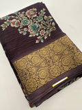 Crush Crape Chiffon Printed Sarees With self Butti Printed Blouse Piece🌹- J29