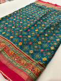 Crush Patola Bandhini Saree – Blue X Red AU24