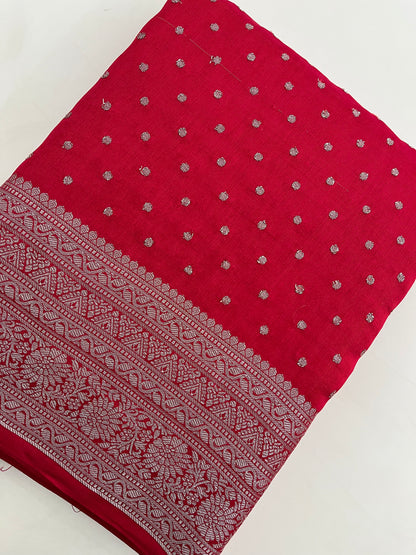 Ju9 Banarasi Crepe Silver