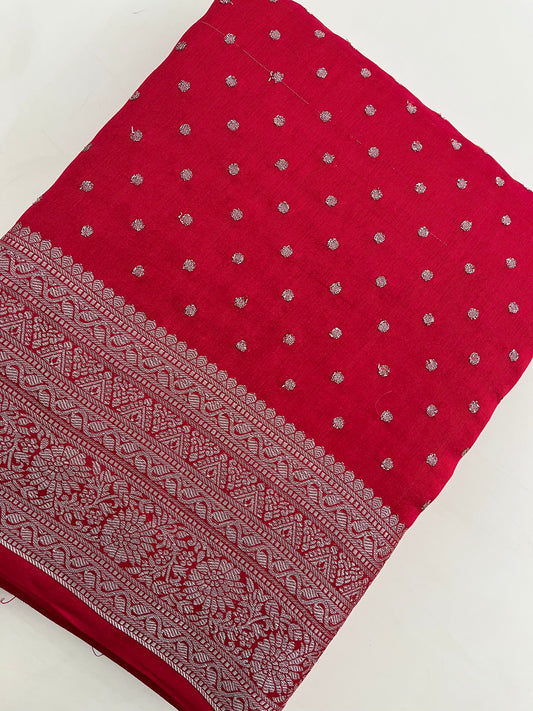 Ju9 Banarasi Crepe Silver
