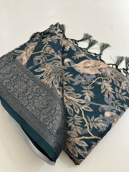 Printed Tussar silk